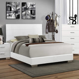 Cama Queen Felicity Wood con paneles en blanco de alto brillo