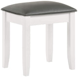 Taburete de tocador tapizado Felicity metálico y blanco brillante