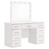 Tocador Felicity de 9 cajones con espejo iluminado, blanco brillante