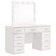 Tocador Felicity de 9 cajones con espejo iluminado, blanco brillante