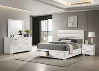 Juego de dormitorio Felicity de 4 piezas con plataforma California King, color blanco