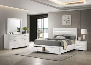 Juego de dormitorio Felicity de 4 piezas con plataforma California King, color blanco