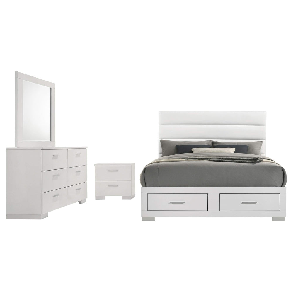 Juego de dormitorio Felicity de 4 piezas con plataforma California King, color blanco