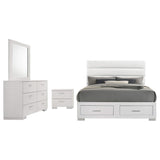 Juego de dormitorio Felicity de 4 piezas con plataforma California King, color blanco