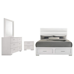 Juego de dormitorio Felicity de 4 piezas con plataforma California King, color blanco