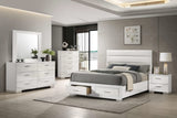 Juego de dormitorio Felicity de 5 piezas con plataforma California King, color blanco