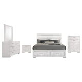Juego de dormitorio Felicity de 5 piezas con plataforma California King, color blanco