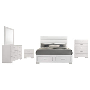 Juego de dormitorio Felicity de 5 piezas con plataforma Queen, color blanco