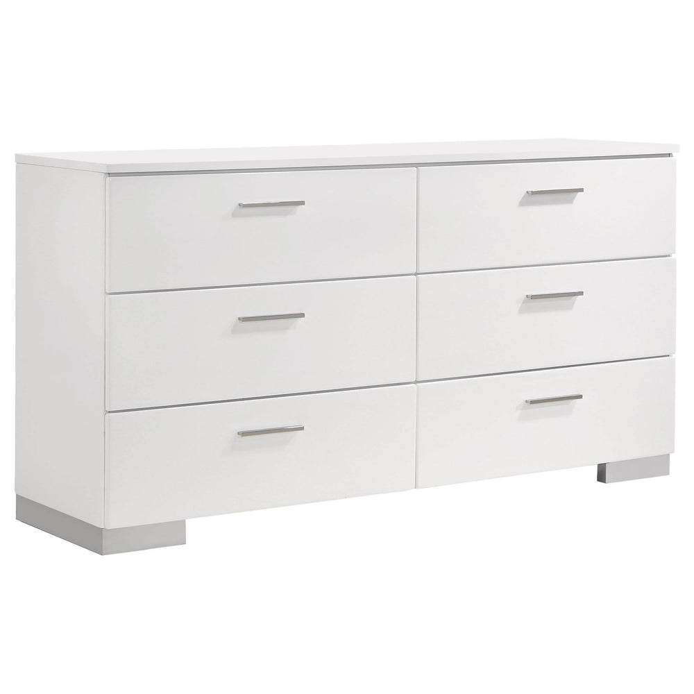Juego de dormitorio Felicity de 5 piezas con plataforma Queen, color blanco