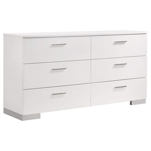 Juego de dormitorio Felicity de 5 piezas con plataforma Queen, color blanco
