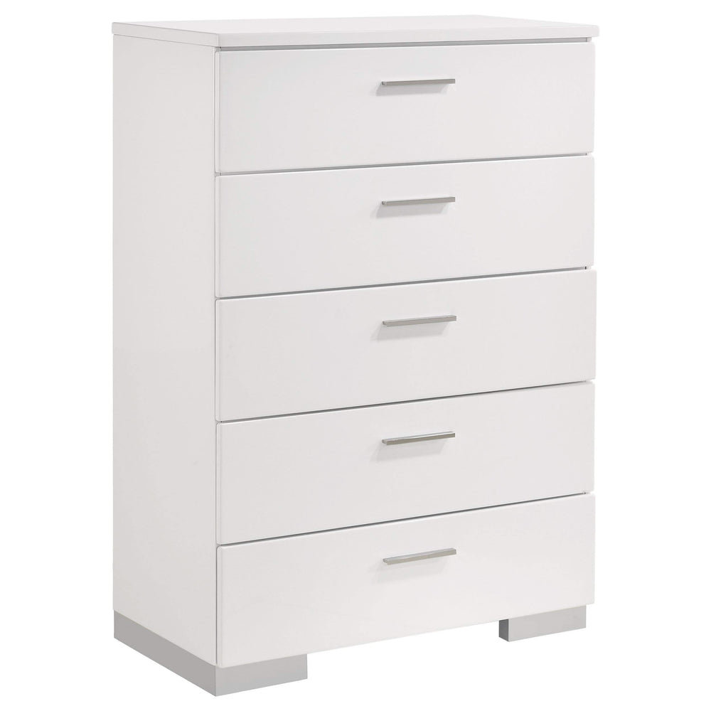 Juego de dormitorio Felicity de 5 piezas con plataforma Queen, color blanco