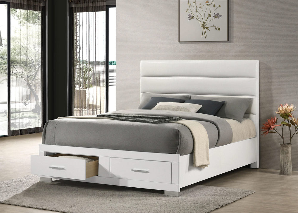 Cama Queen Felicity con almacenaje, color blanco brillante