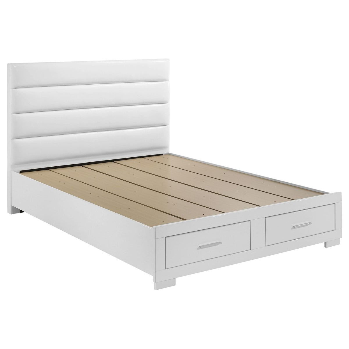Cama Queen Felicity con almacenaje, color blanco brillante