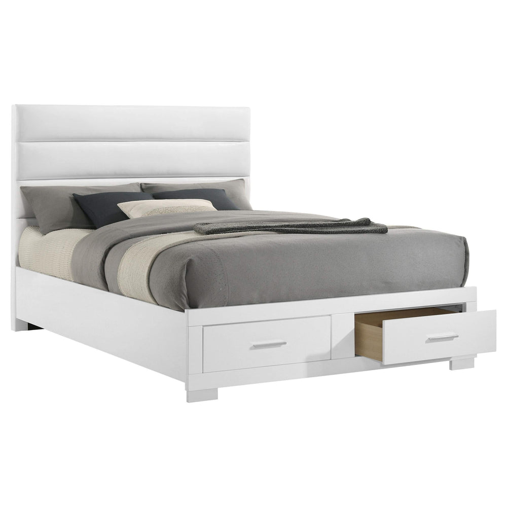 Cama Queen Felicity con almacenaje, color blanco brillante