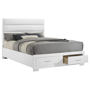 Cama Queen Felicity con almacenaje, color blanco brillante