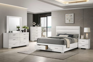 Cama Queen Felicity con almacenaje, color blanco brillante