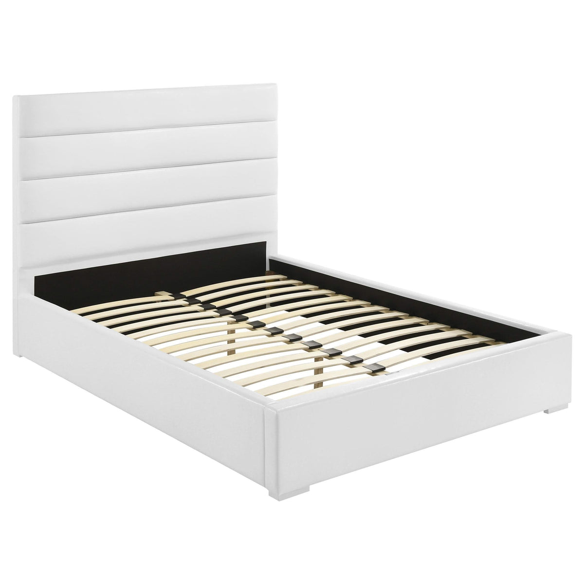 Cama tapizada Felicity de 53 pulgadas con plataforma completa, color blanco