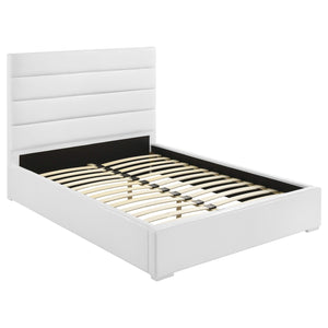 Cama tapizada Felicity de 53 pulgadas con plataforma completa, color blanco