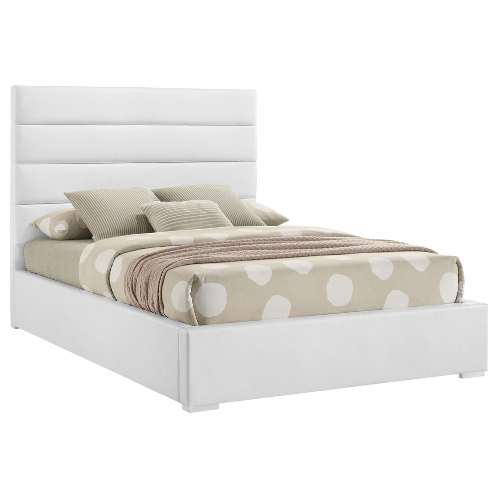 Cama tapizada Felicity de 53 pulgadas con plataforma completa, color blanco