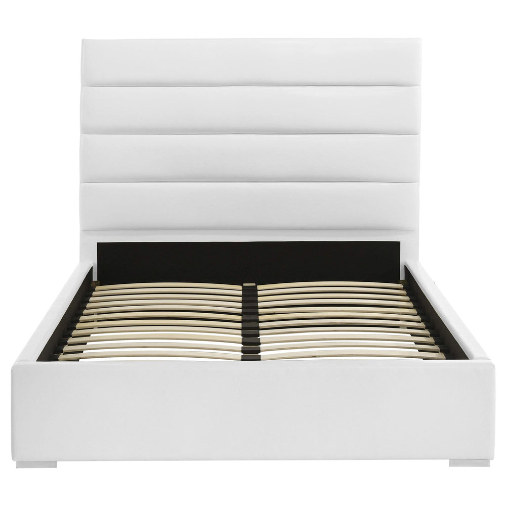 Cama tapizada Felicity de 53 pulgadas con plataforma completa, color blanco