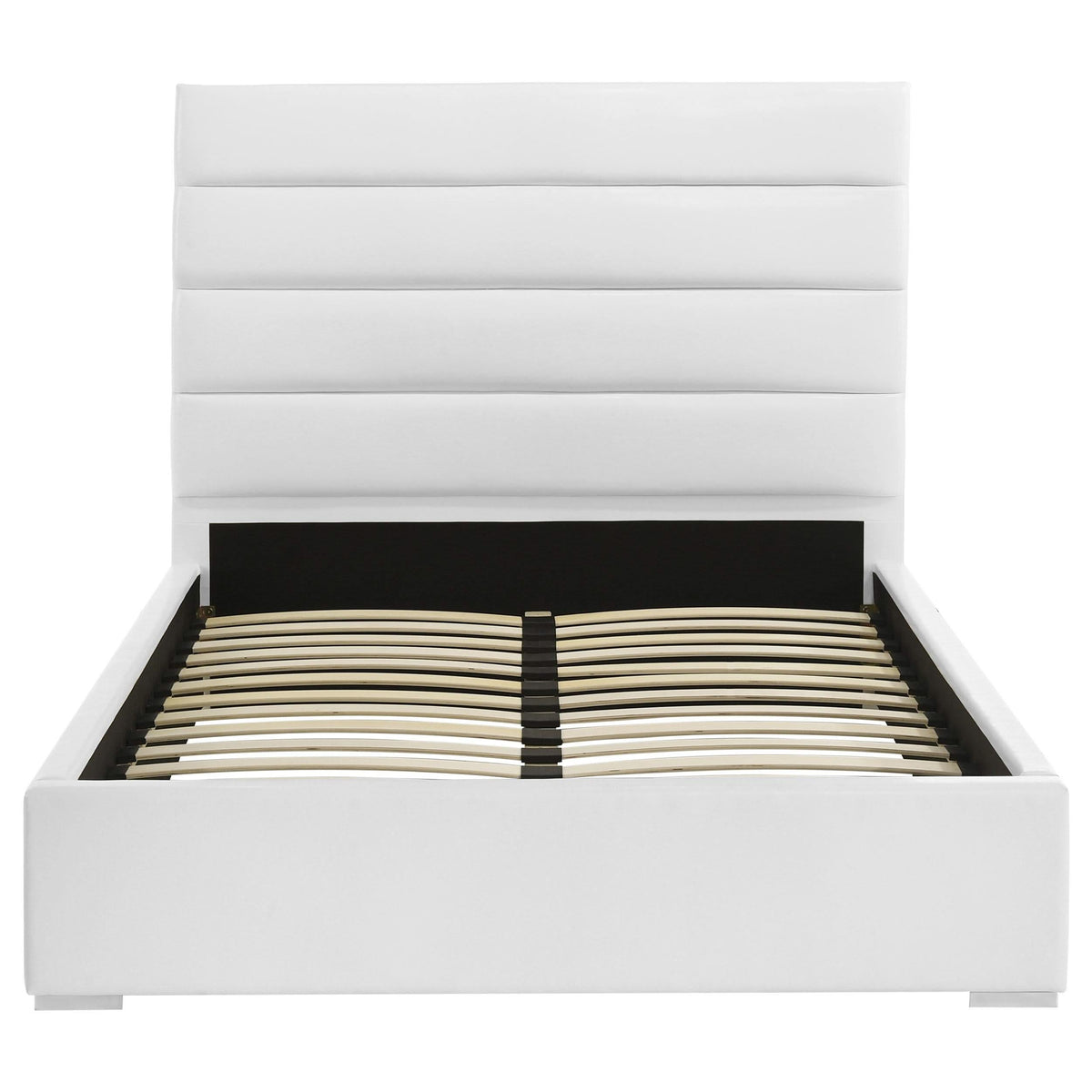 Cama tapizada Felicity de 53 pulgadas con plataforma completa, color blanco