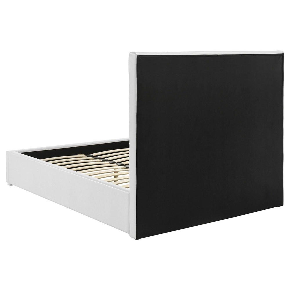 Cama tapizada Felicity de 53 pulgadas con plataforma completa, color blanco