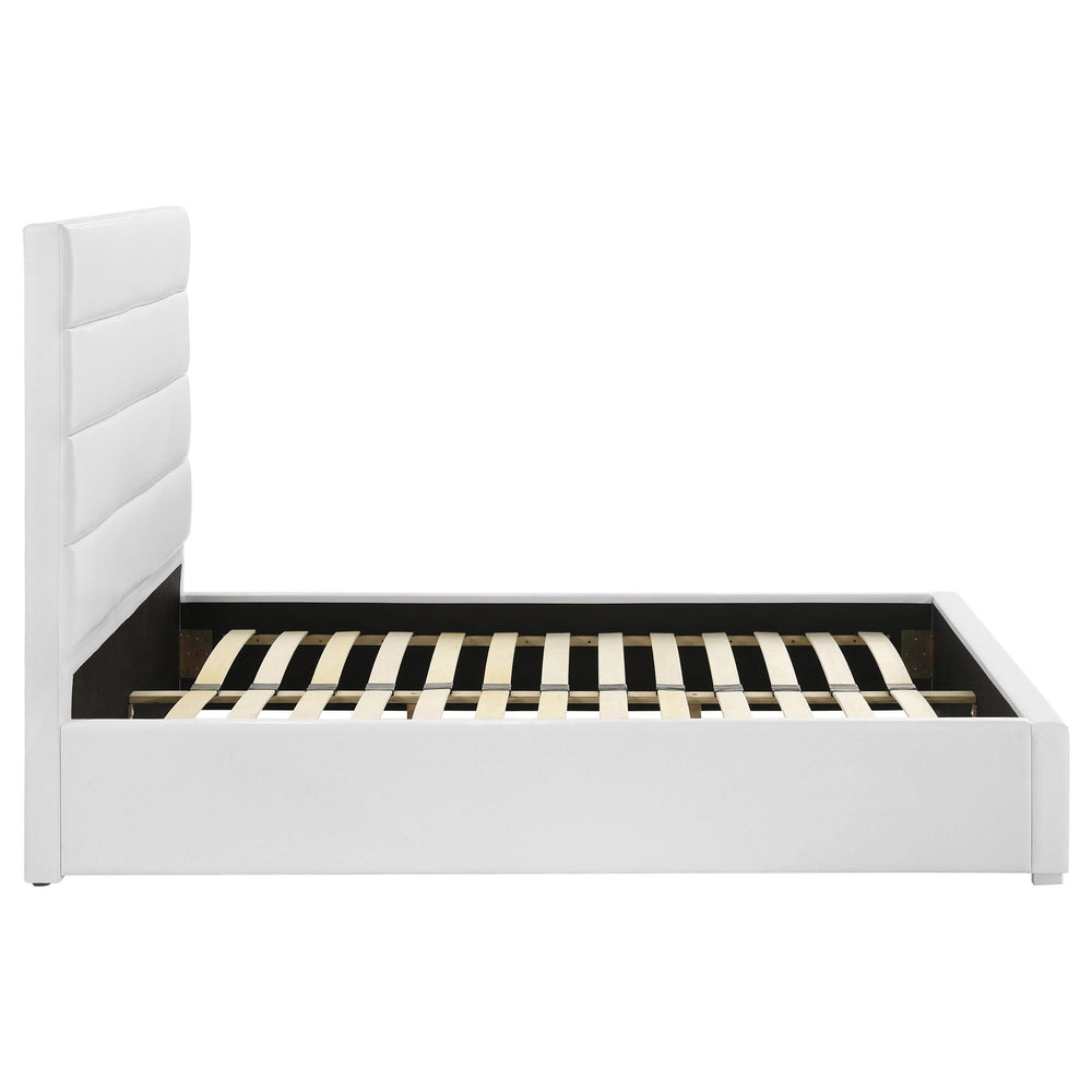 Cama tapizada Felicity de 53 pulgadas con plataforma completa, color blanco