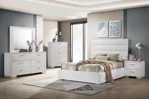 Cama tapizada Felicity de 53 pulgadas con plataforma completa, color blanco