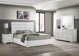 Juego de dormitorio Felicity de 4 piezas California King, blanco de alto brillo