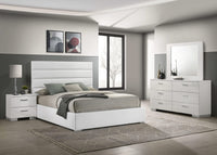 Juego de dormitorio Felicity de 4 piezas California King, blanco de alto brillo
