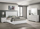 Juego de dormitorio Felicity de 4 piezas California King, blanco de alto brillo