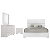 Juego de dormitorio Felicity de 4 piezas California King, blanco de alto brillo