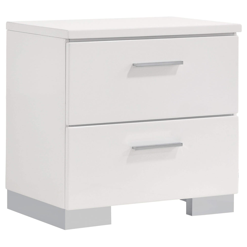 Juego de dormitorio Felicity de 4 piezas California King, blanco de alto brillo