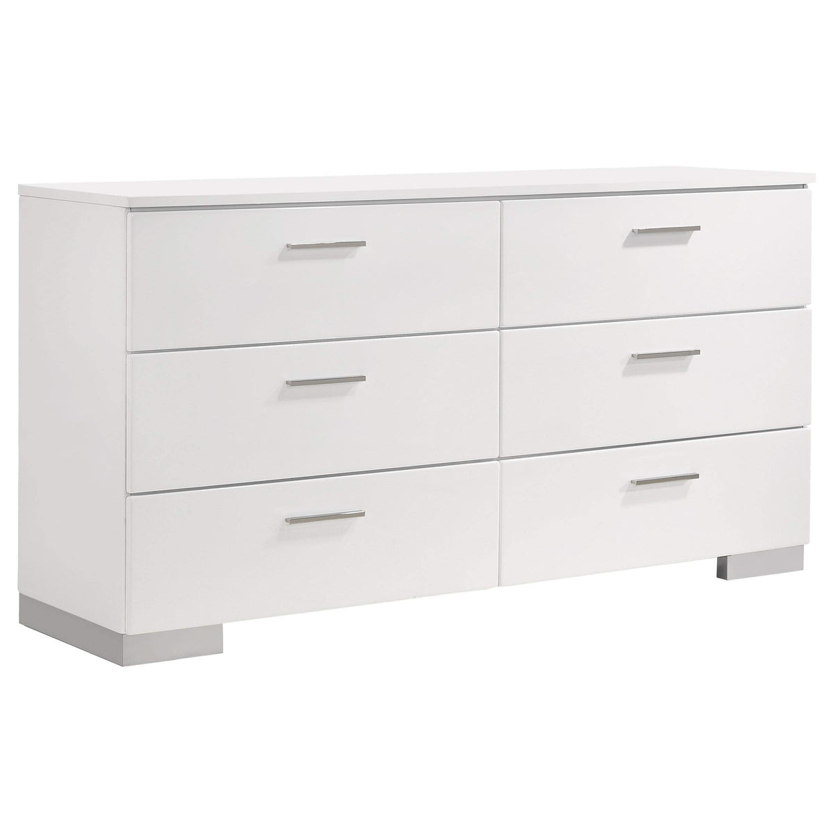 Juego de dormitorio Felicity de 4 piezas California King, blanco de alto brillo