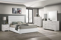 Juego de dormitorio Felicity de 5 piezas California King, blanco de alto brillo