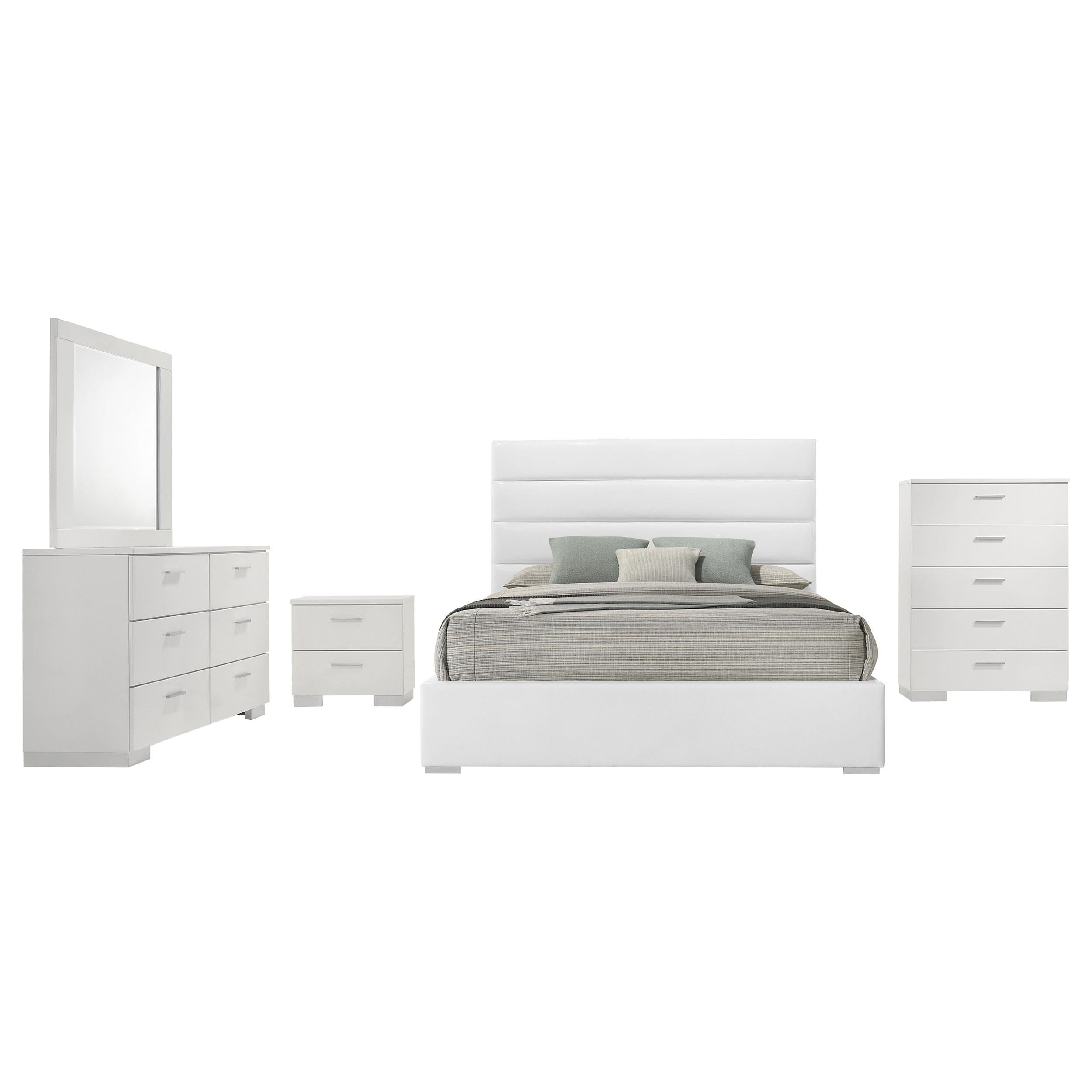Felicity 5-piece California King Bedroom Set White High Gloss