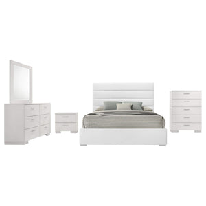 Juego de dormitorio Felicity de 5 piezas California King, blanco de alto brillo