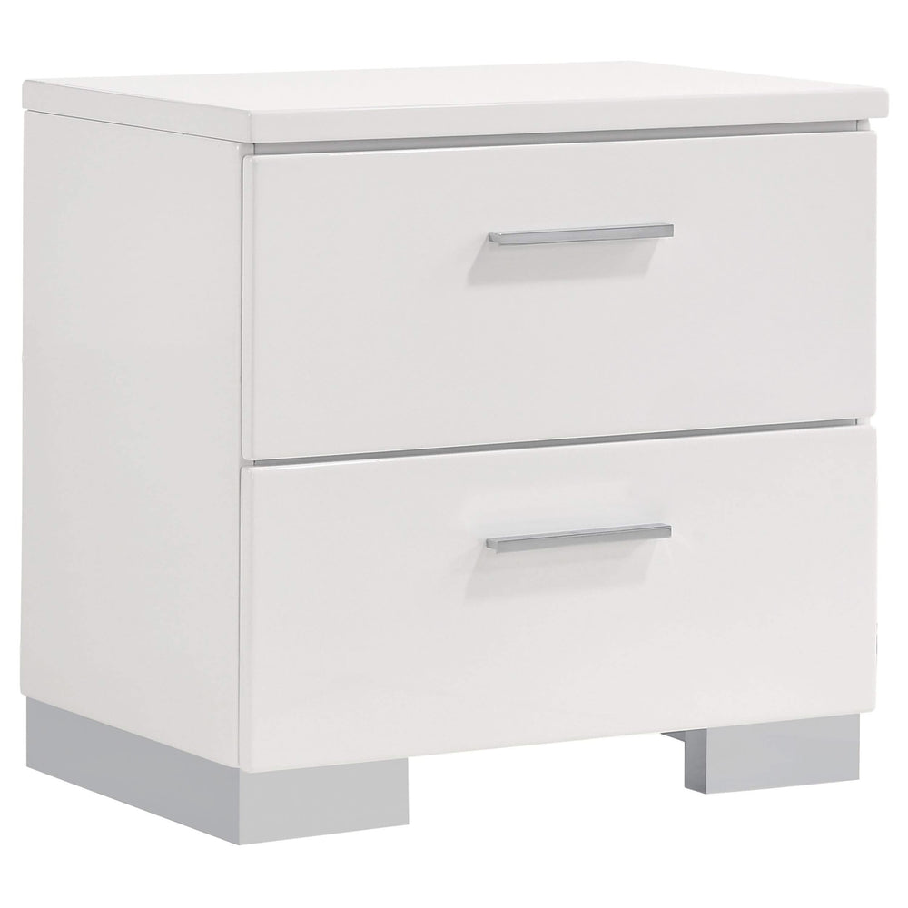 Juego de dormitorio Felicity de 5 piezas California King, blanco de alto brillo