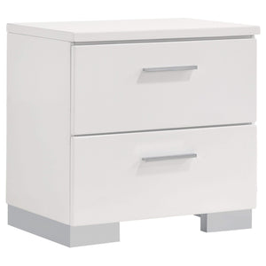 Juego de dormitorio Felicity de 5 piezas California King, blanco de alto brillo
