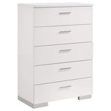 Juego de dormitorio Felicity de 5 piezas California King, blanco de alto brillo