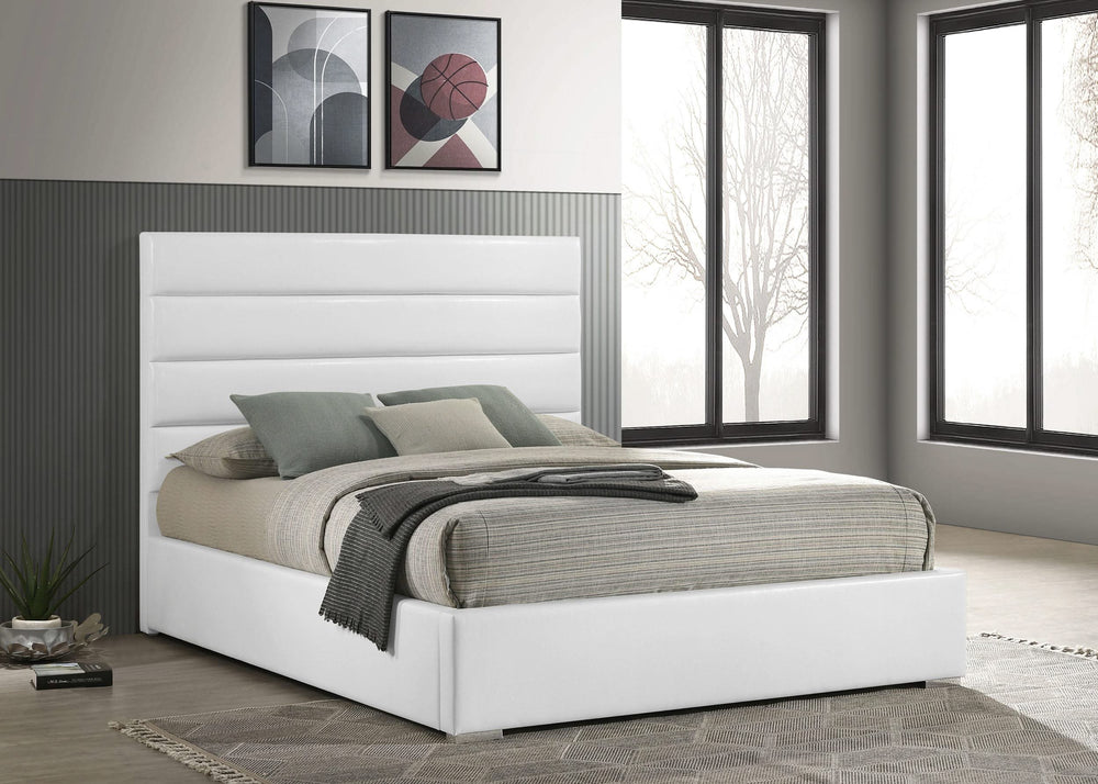 Cama Queen tapizada Felicity de 53 pulgadas, color blanco