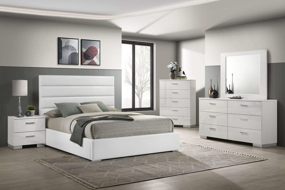 Cama Queen tapizada Felicity de 53 pulgadas, color blanco