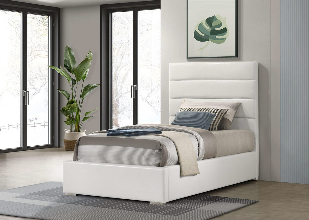 Cama individual tapizada Felicity de 53 pulgadas, color blanco