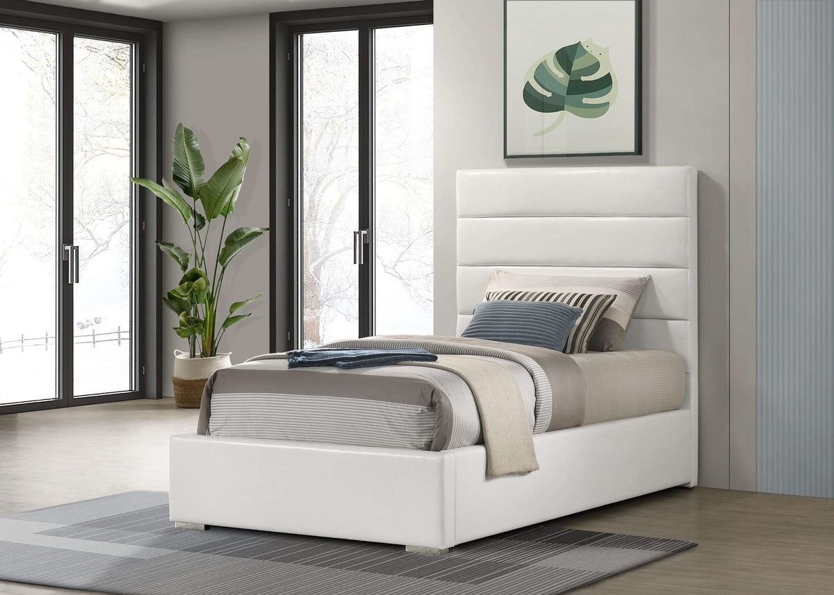 Cama individual tapizada Felicity de 53 pulgadas, color blanco
