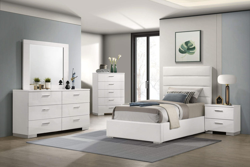 Cama individual tapizada Felicity de 53 pulgadas, color blanco