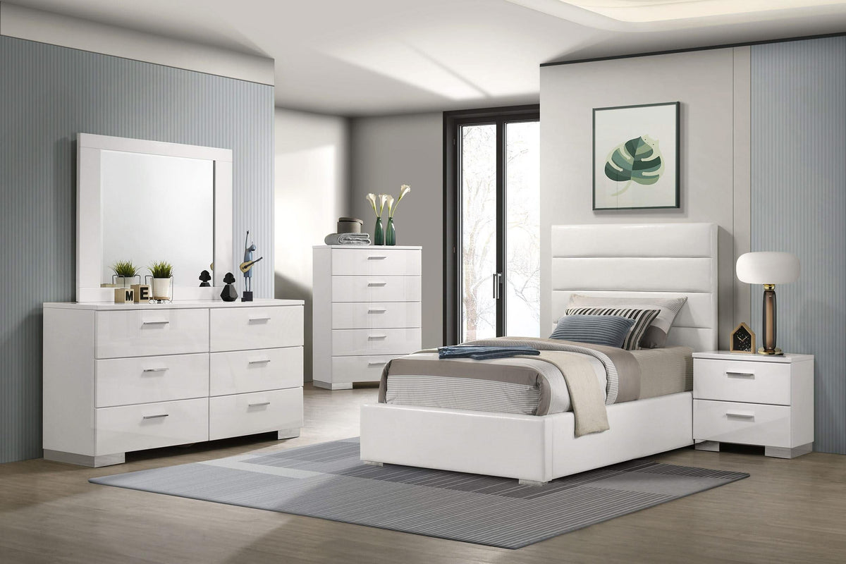 Cama individual tapizada Felicity de 53 pulgadas, color blanco
