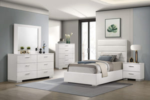 Cama individual tapizada Felicity de 53 pulgadas, color blanco