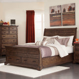 Cama estilo trineo con almacenamiento estilo king size de Elk Grove, estilo vintage Bourbon