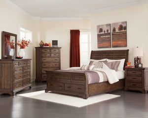 Cama estilo trineo con almacenamiento estilo king size de Elk Grove, estilo vintage Bourbon