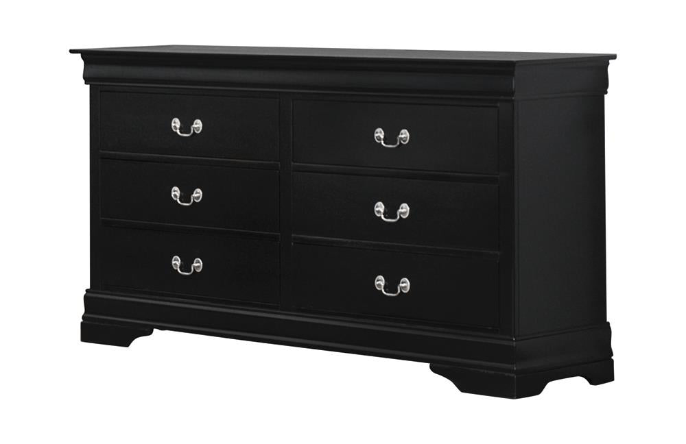 Louis Philippe 6-drawer Dresser Black